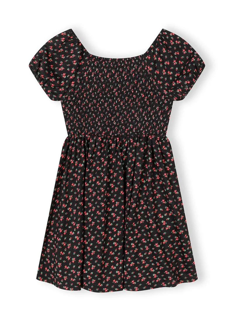 MINOTI Girls black floral short sleeve dress